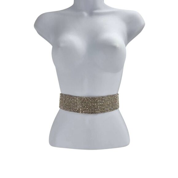 Vintage Rhinestone Stage Waist Belt 22.5” Prong Set Crystals main image 6